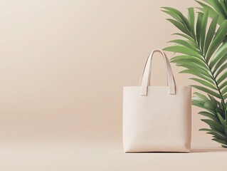 Mockup of a reusable shopping tote bag with eco-friendly materials and branding. 