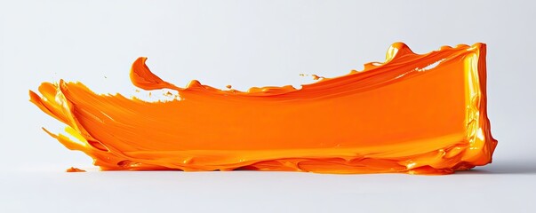 Orange block of paint isolated on transparent background, the bold, vivid color captured with clean, sharp edges in 
