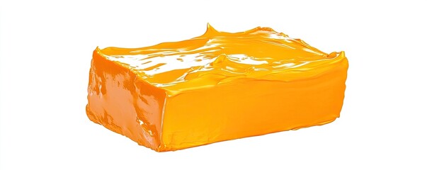 Orange block of paint isolated on transparent background, the bold, vivid color captured with clean, sharp edges in 