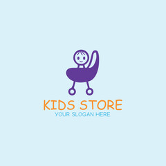 kids playing fashion store logo design vector