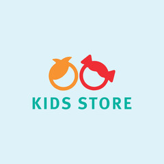 kids playing fashion store logo design vector