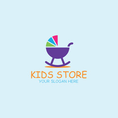 kids playing fashion store logo design vector