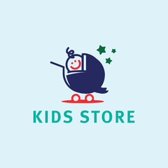 kids playing fashion store logo design vector