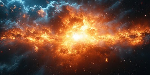 Fototapeta premium Stunning cosmic explosion illuminating the depths of space with vibrant colors and swirling clouds of gas and stars