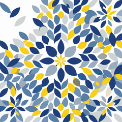 Modern Geometric Floral Pattern Set &ndash; Abstract Leaf Mandala Designs in Minimalist Black, Grey, and Yellow for Backgrounds, Textile Prints, and Wall Art.