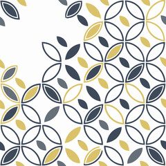 Modern Geometric Floral Pattern Set &ndash; Abstract Leaf Mandala Designs in Minimalist Black, Grey, and Yellow for Backgrounds, Textile Prints, and Wall Art.