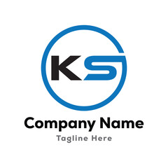 ks letter round shape logo design