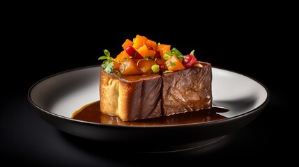angle of quarter loaf bunny chow served on white enamel plate