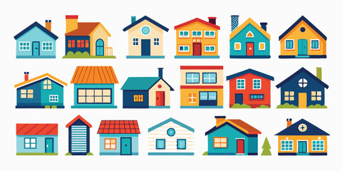 Cozy Cottage Home Design, Modern Village House Style, Cartoon House Illustration, Minimalist Family House Art, Classic Suburban Home Icon