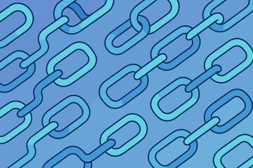 Blockchain Abstract Design. Blue Interconnected Chains. Digital Technology Network. Crypto Finance Security Concept. Modern Web3 Innovation. Secure Data Connection. Vector Illustration Pattern.