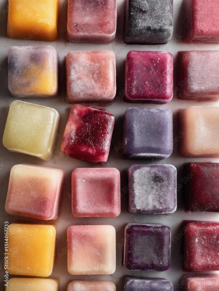 Aufkleber Frozen Smoothie Cubes Neatly Arranged by Color With an Open Top Section for Easy Access