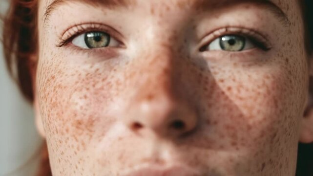 Freckled Face Close Up Authentic Beauty Portrait