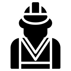 Construction worker Icon In Black Fill. Glyph Style