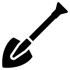 Shovel Icon In Black Fill. Glyph Style