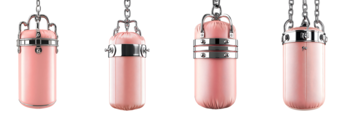 Set of various pink punching bag isolated on transparent background