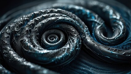 Fototapeta premium Elegant Macro Texture of Metallic Dust with Fluid Spiral Motion, Science STEM Background