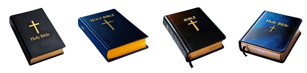 Set of various Біблія з хрестом, концепція релігії isolated on transparent background