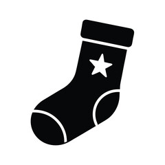 Christmas Stocking Icon Vector Flat Clean Look