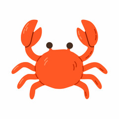 Cheerful red crab with raised claws and simple body shape, perfect for kids’ marine visuals and beach-themed projects