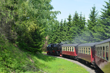 Obraz premium Zugfahrt zum Brocken, Reise, Natur, Himmel