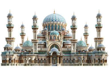 Fototapeta premium Majestic Islamic Palace with Intricate Architecture and Timeless Elegance Isolated on Transparent Background