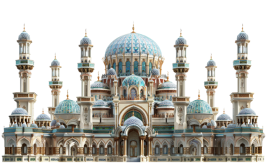 Majestic Islamic Palace with Intricate Architecture and Timeless Elegance Isolated on Transparent Background