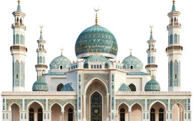 Ornate Mihrab Highlighted Within a Traditional Islamic Mosque Isolated on Transparent Background