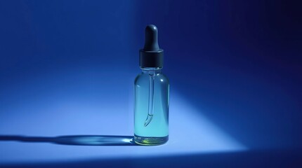 Naklejka premium Cool Color Contrasting Serum Bottle Chiaroscuro Lighting Photography