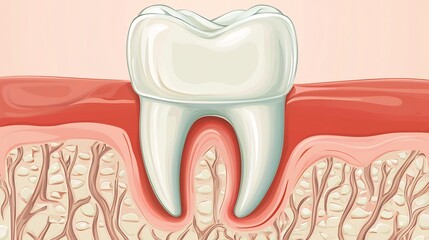 Minimalist vector illustration of a tooth with a focus on simplicity and elegance