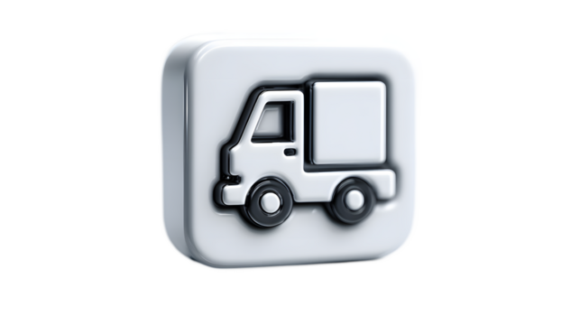 Delivery Truck Icon in 3D Design with Glossy Finish