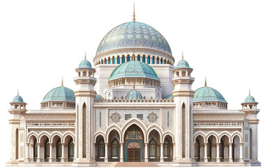 Obraz premium Grand Mosque Featuring a Prominent and Decorative Central Dome Isolated on Transparent Background