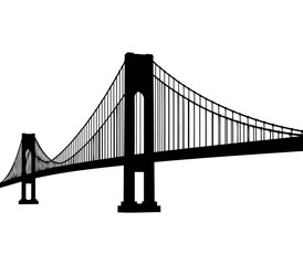 Elegant Vector Silhouette of Verrazzano-Narrows Bridge on Plain White Background

