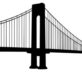 Minimalist Vector Silhouette of Verrazzano-Narrows Bridge on White Backdrop