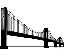 Verrazzano-Narrows Bridge New York Vector Silhouette on Clean White Background
