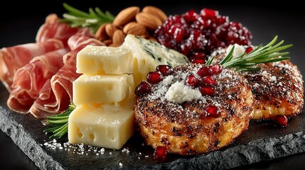 Gourmet Charcuterie Board with Cheese Meat and Fruits for Culinary Delights