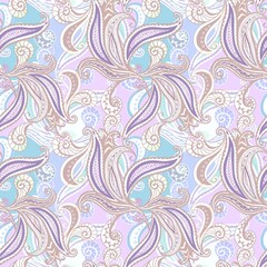 seamless pattern with paisley, pastel colour Indian design. 