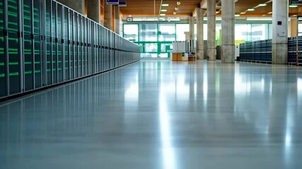 Server room with rows of computer hardware for data storage and cloud computing infrastructure - Powered by Adobe