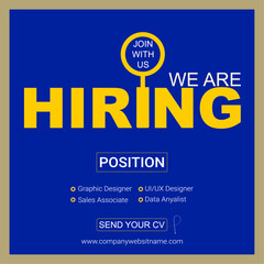 Hiring Poster Template with Modern Layout and Bold Typography – Ideal for Job Announcements, Recruitment Ads, and Company Hiring Campaigns in Print or Digital Format