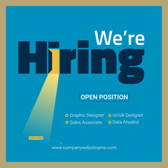 Hiring Poster Template with Modern Layout and Bold Typography – Ideal for Job Announcements, Recruitment Ads, and Company Hiring Campaigns in Print or Digital Format