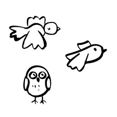 birds doodle set Vector illustration