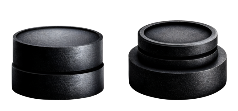 Two black cylinder shapes isolated on transparent background, showcasing modern geometric design and minimalist aesthetic - Powered by Adobe