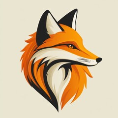 Obraz premium Stylized fox illustrated in vibrant orange hues showcasing a close-up profile against a neutral background