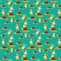 Happy  playful seamless pattern  Turtle Parade Ocean Friends