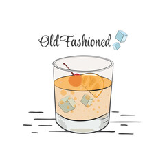 Old Fashioned Cocktail Icon Vector Design.