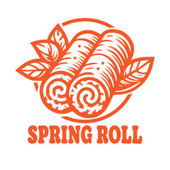 Simple Spring Roll Logo Design with Thick Outline.eps