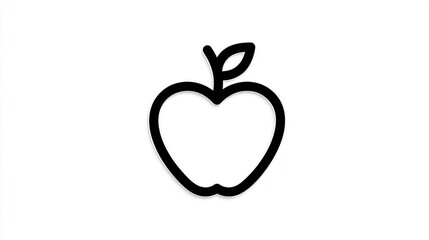 Simple Black Outline of an Apple with Leaf Minimalist Design for Education Health and Food T