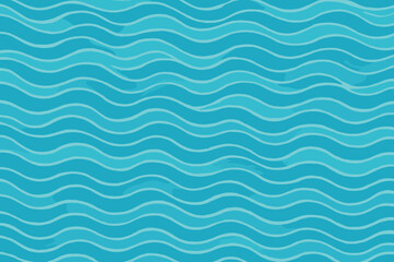Ocean wave pattern seamless background. Blue aqua water texture. Abstract marine backdrop illustration. Flowing undulating lines graphic. Summer beach nautical ripple design. Sea current vector art.
