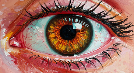 Detailed Human Eye Macro View Impasto Oil Painting