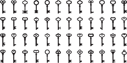 High quality silhouette key icon set a collection of detailed key icons for design projects