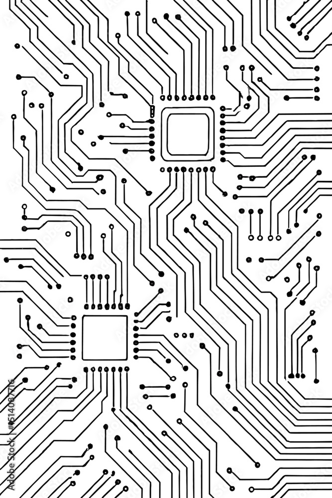 Poster circuit board digital tech background. cpu microchip electronics. vector schematic futuristic networ